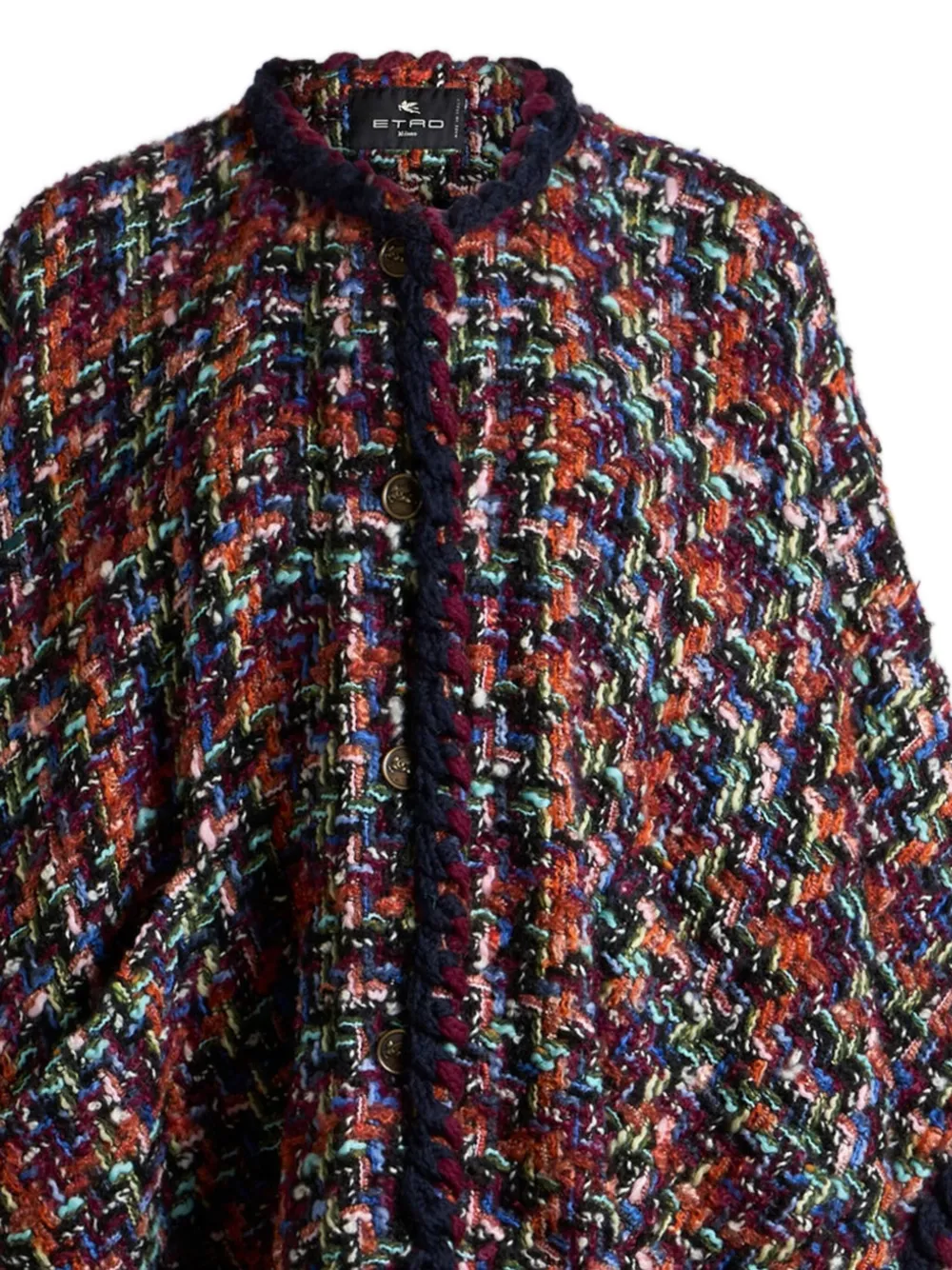 ETRO tweed pom-pom trim cape | Capes | Image 2