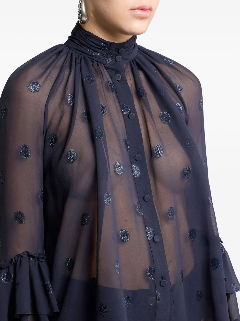 ETRO Georgette blouse met ruches Blauw