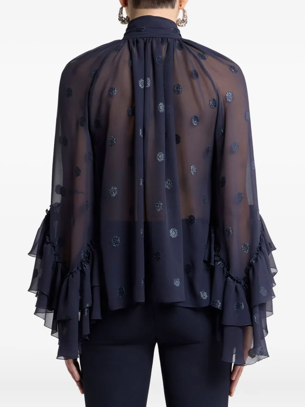 ETRO Georgette blouse met ruches Blauw