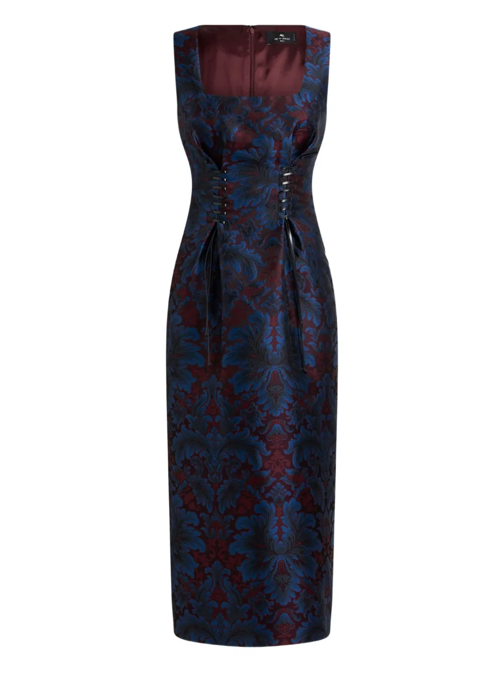 ETRO jacquard lace-up midi dress | Blue | Image 1