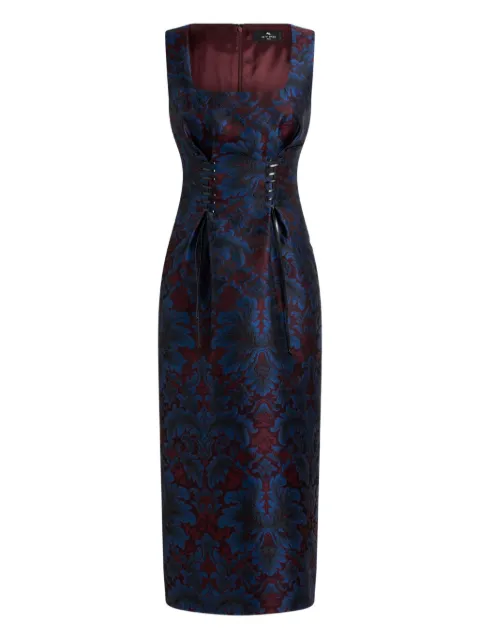 ETRO jacquard lace-up midi dress