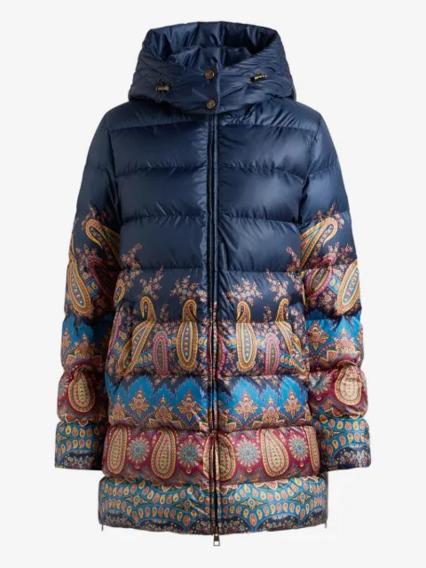 ETRO down jacket with hood and placed print