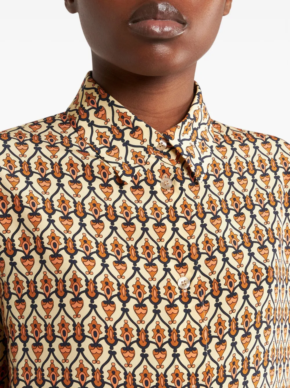 ETRO Zijden blouse met geometrische print Geel