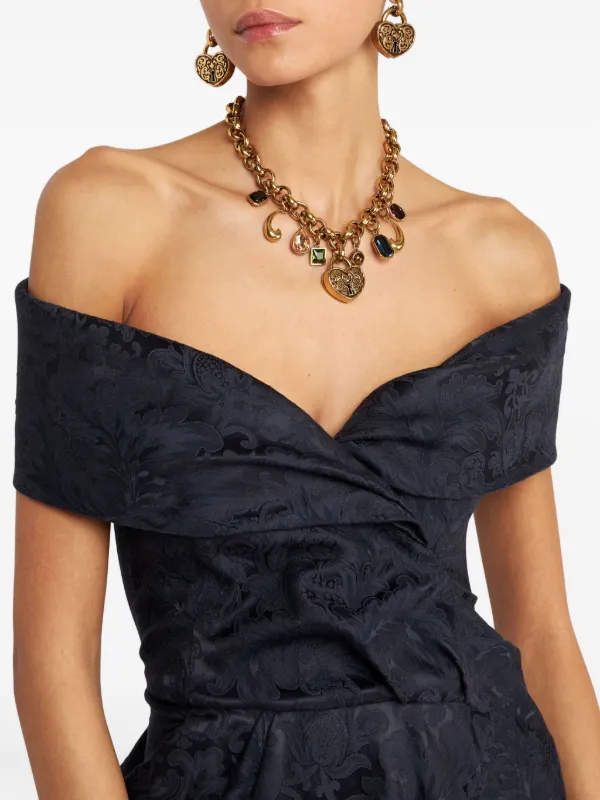 off the shoulder long sleeve dress formal Off-the-Shoulder Faux-Wrap Long Prom Dress main image 1
