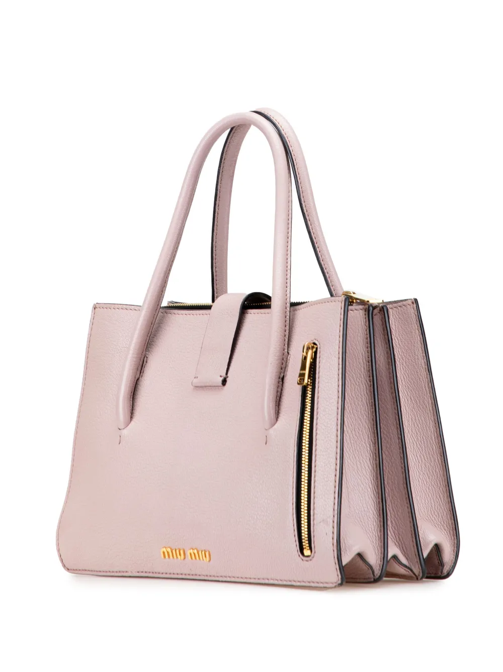 Pre-owned Miu Miu 2010-2025 Goatskin Madras Push Lock Tote Satchel In Pink