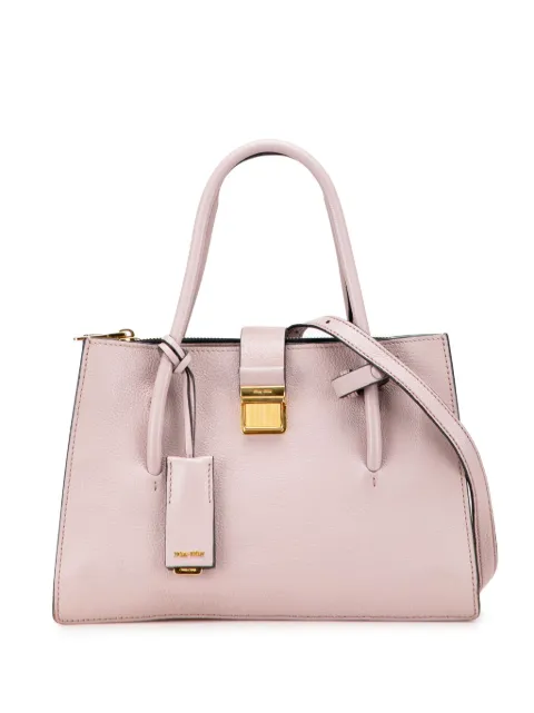 Miu Miu Pre-Owned 2010-2025 Goatskin Madras Push Lock Tote satchel