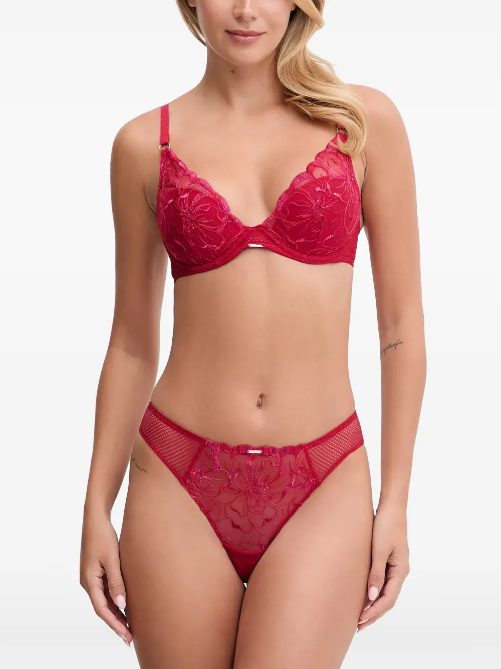 Chantelle Reggiseno in pizzo a fiori - Rosso