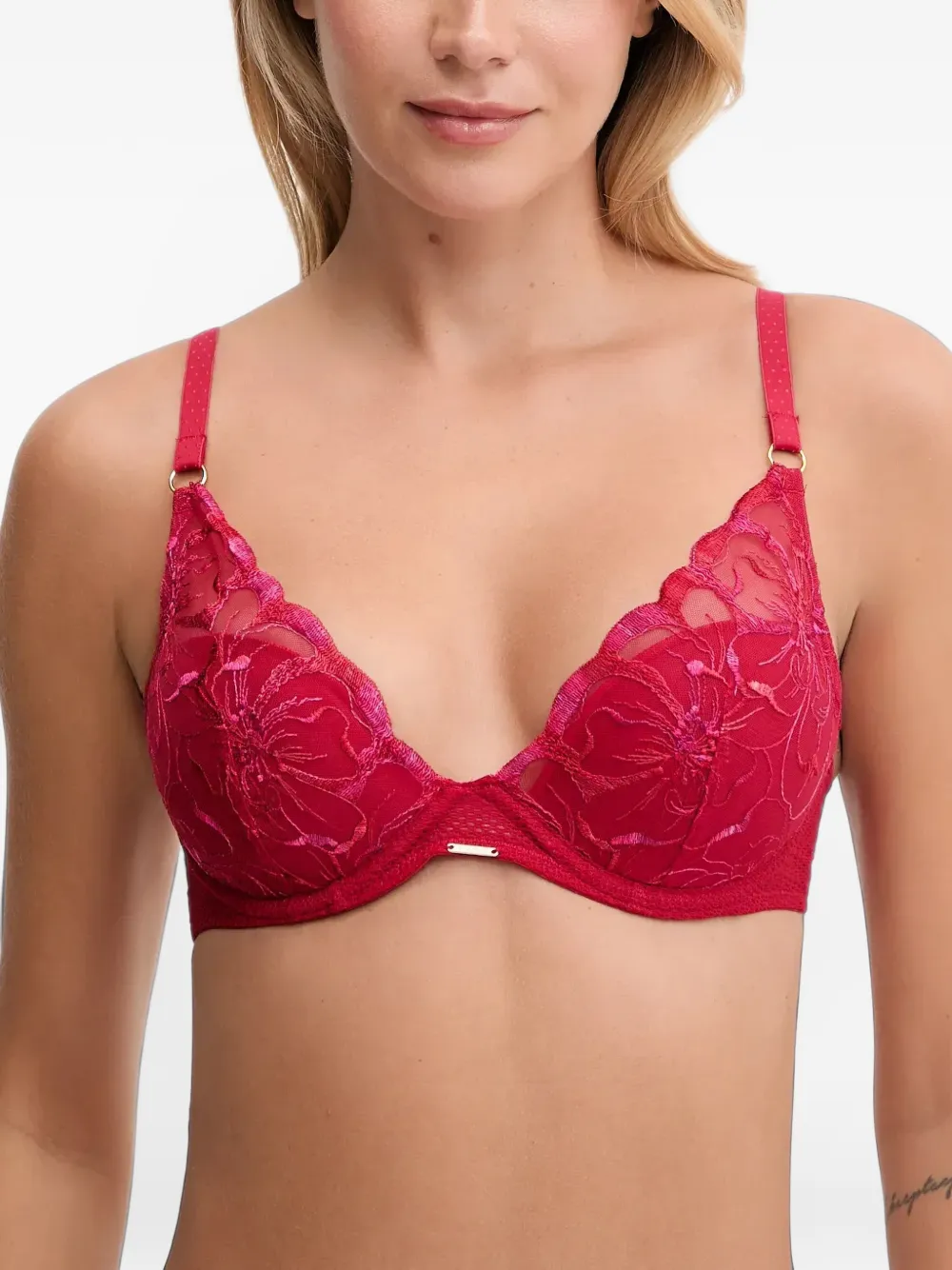 Chantelle Bh met geborduurde bloemen Rood