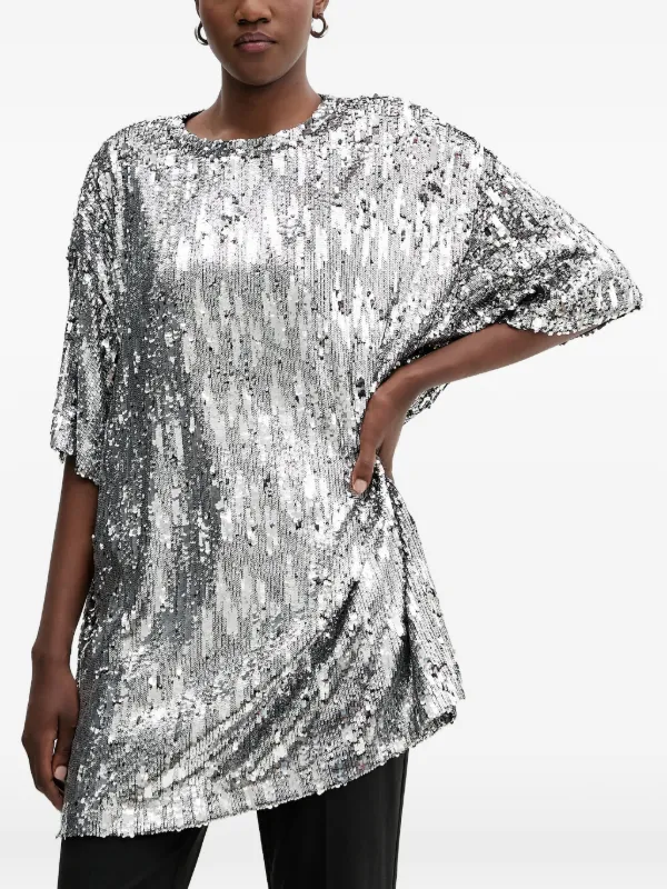 Aniye By Lul Sequin Embellished T-shirt Mini Dress | Silver | FARFETCH