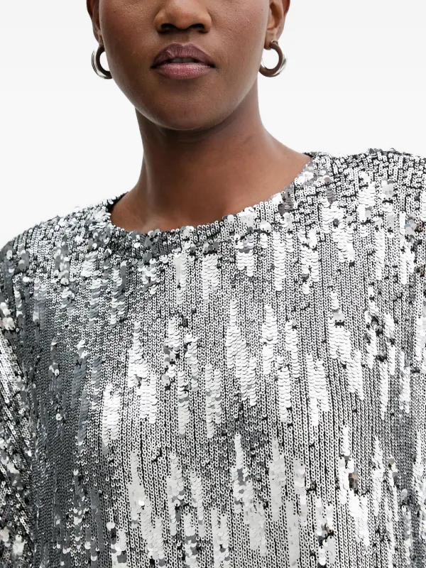 Aniye By Lul Sequin Embellished T-shirt Mini Dress | Silver | FARFETCH