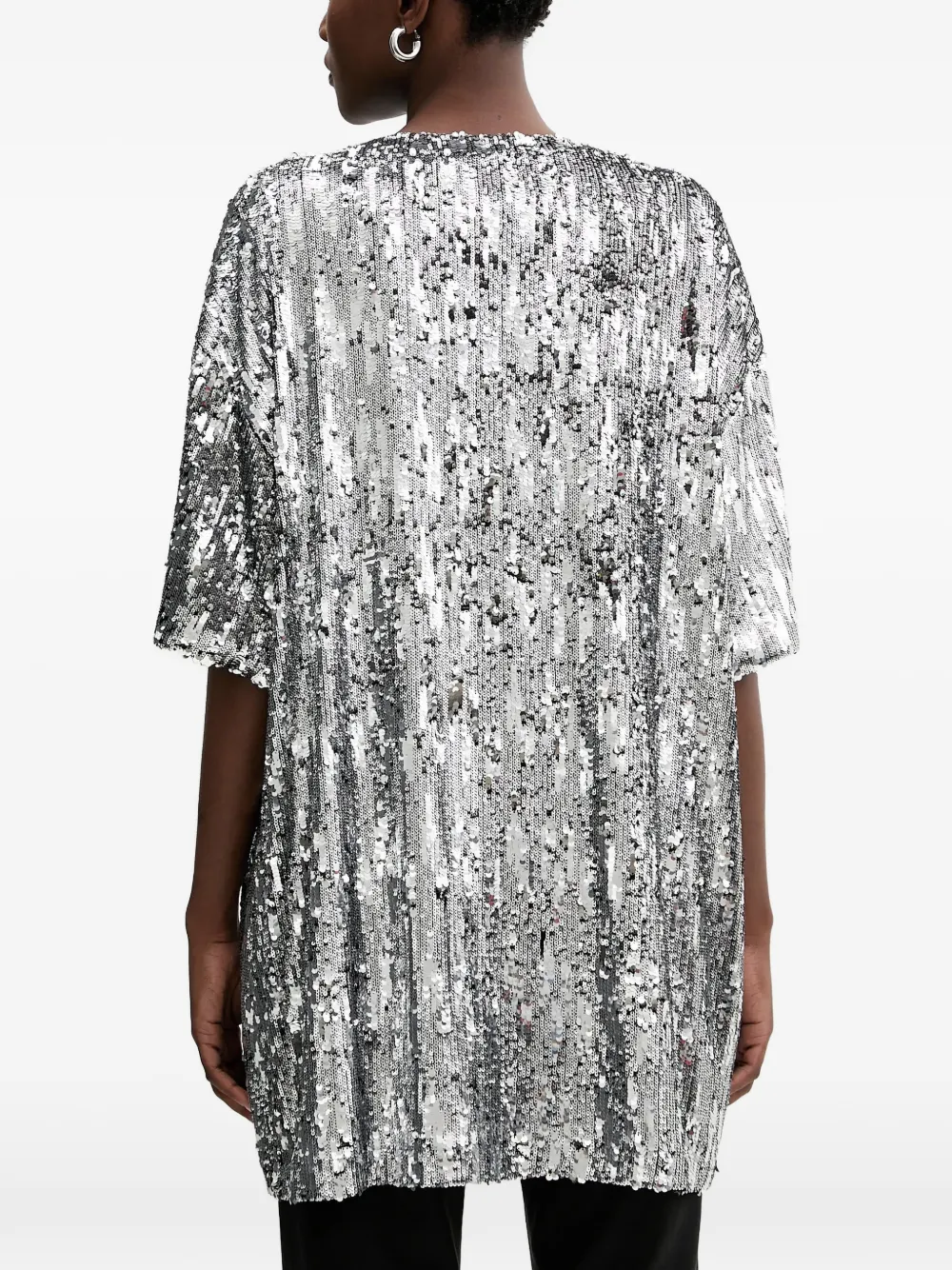 t shirt sequin dress Never Fully Dressed Plus sequin t-shirt mini dress in silver