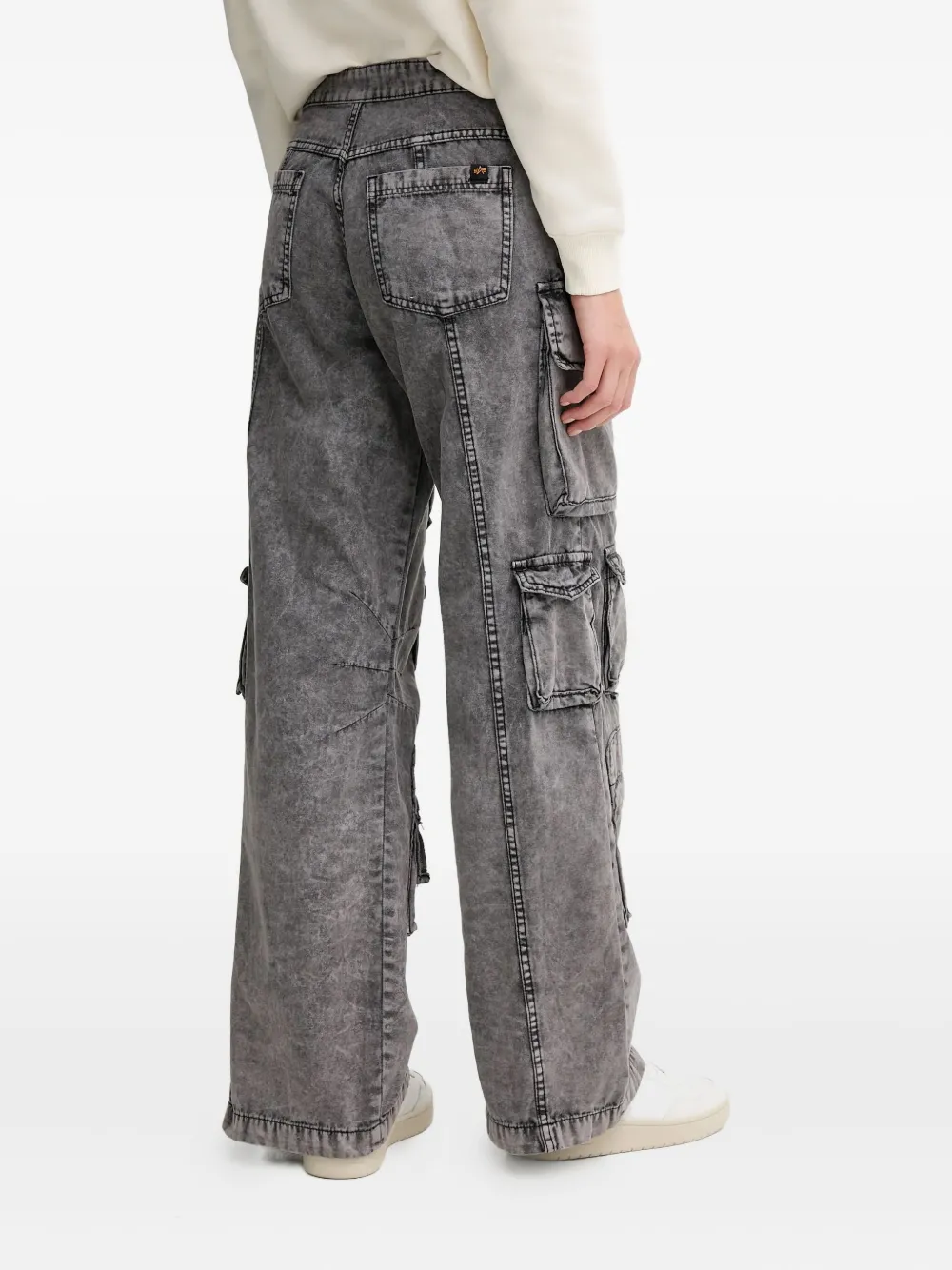 Alpha Industries Cargo-pocket Cotton Jeans In Gray