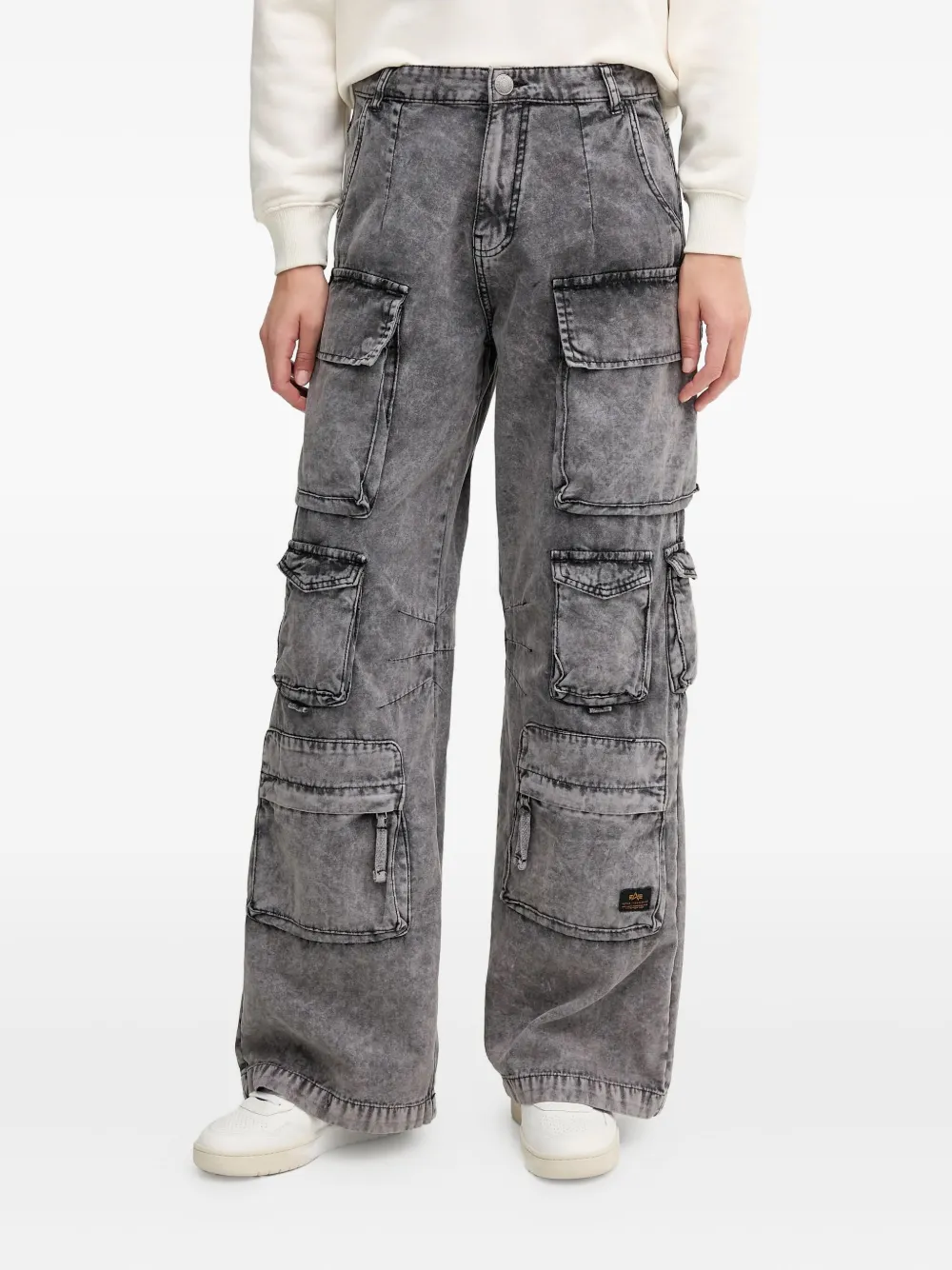 Alpha Industries Cargo-pocket Cotton Jeans In Gray