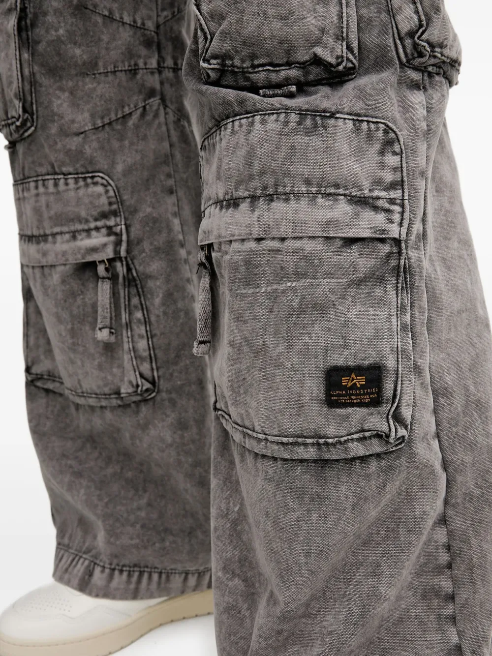 Alpha Industries Cargo-pocket Cotton Jeans In Gray
