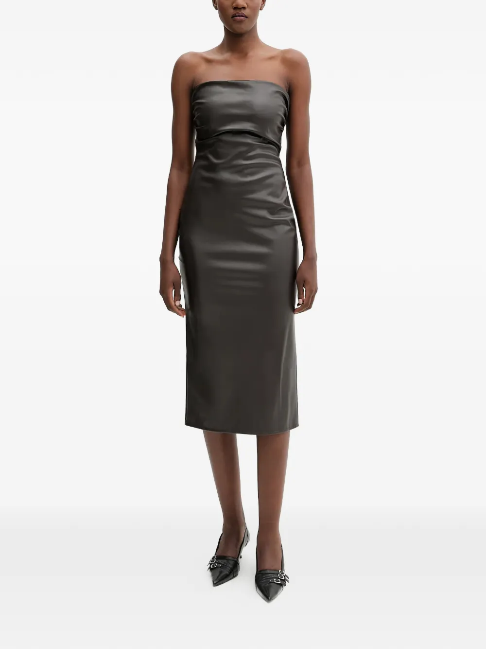 Aniye By Carly strapless split midi dress | marrón | Image 1