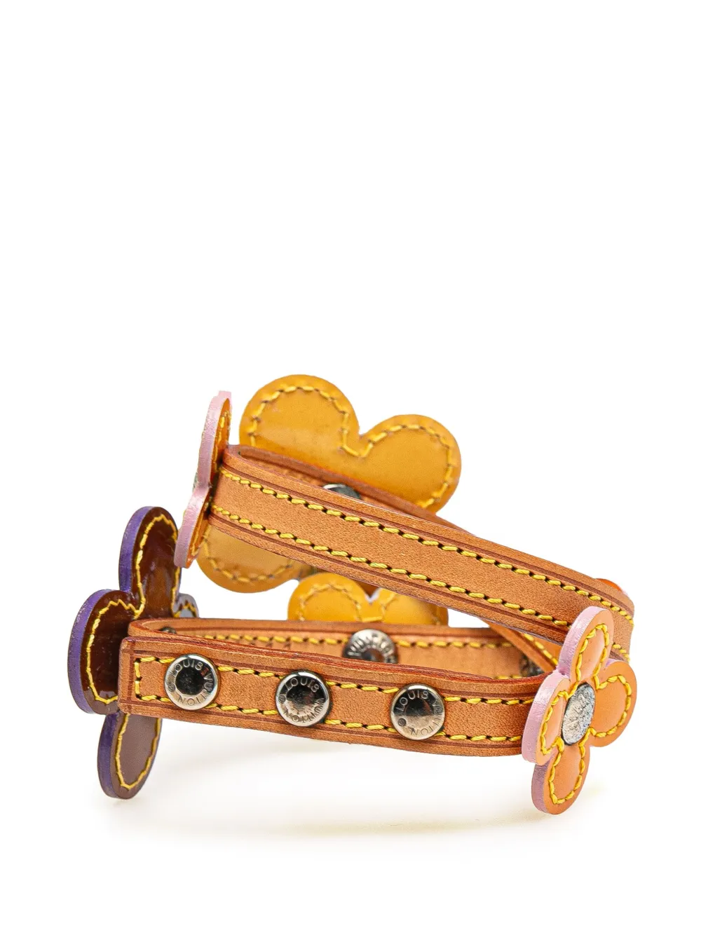 Pre-owned Louis Vuitton 2001 Monogram Vernis Lexington Fleurs Bracelet Costume Bracelet In Brown