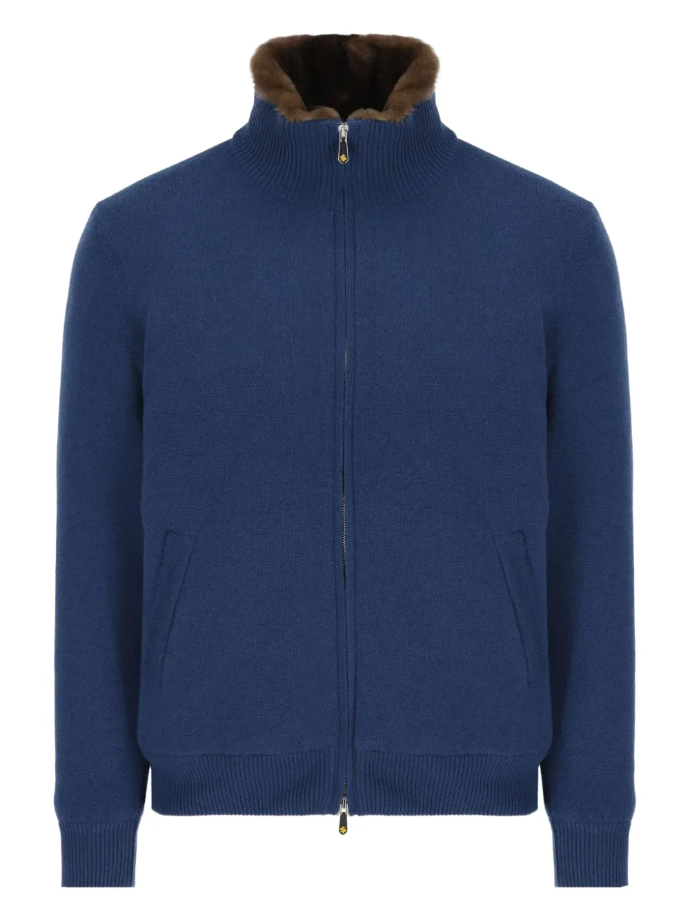 Svevo fur-trimmed elbow-patch jacket | Blue | Image 1