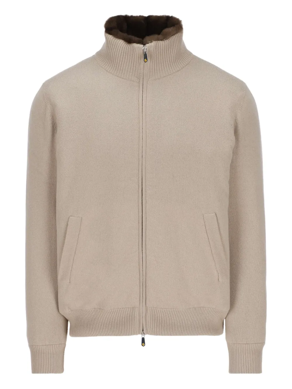 Svevo fur-trimmed elbow-patch jacket | Neutrals | Image 1