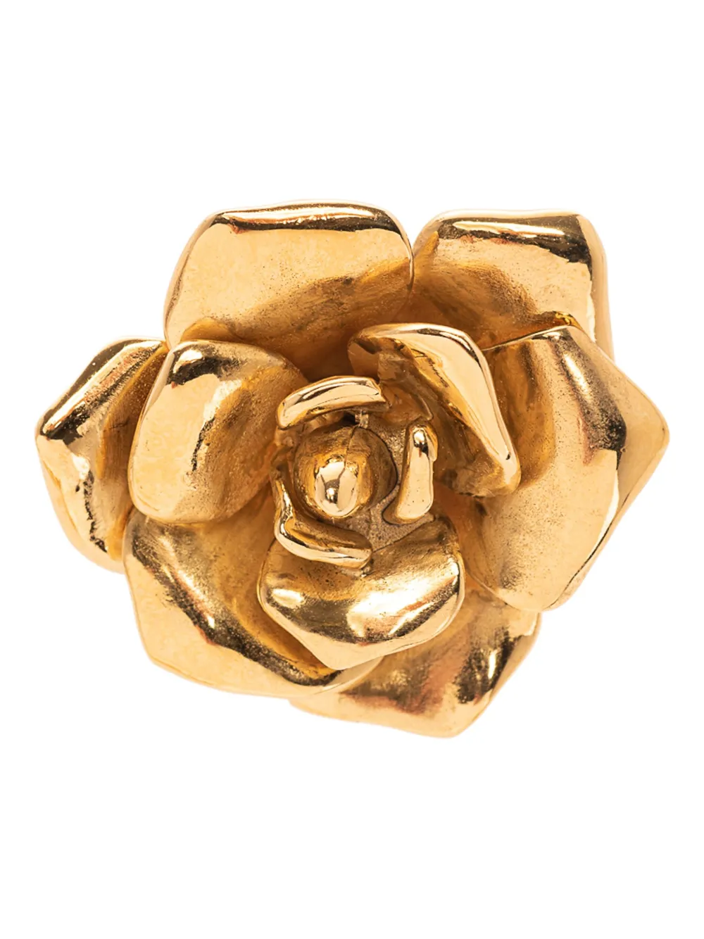 Saint Laurent Flower-motif Necklace In Gold