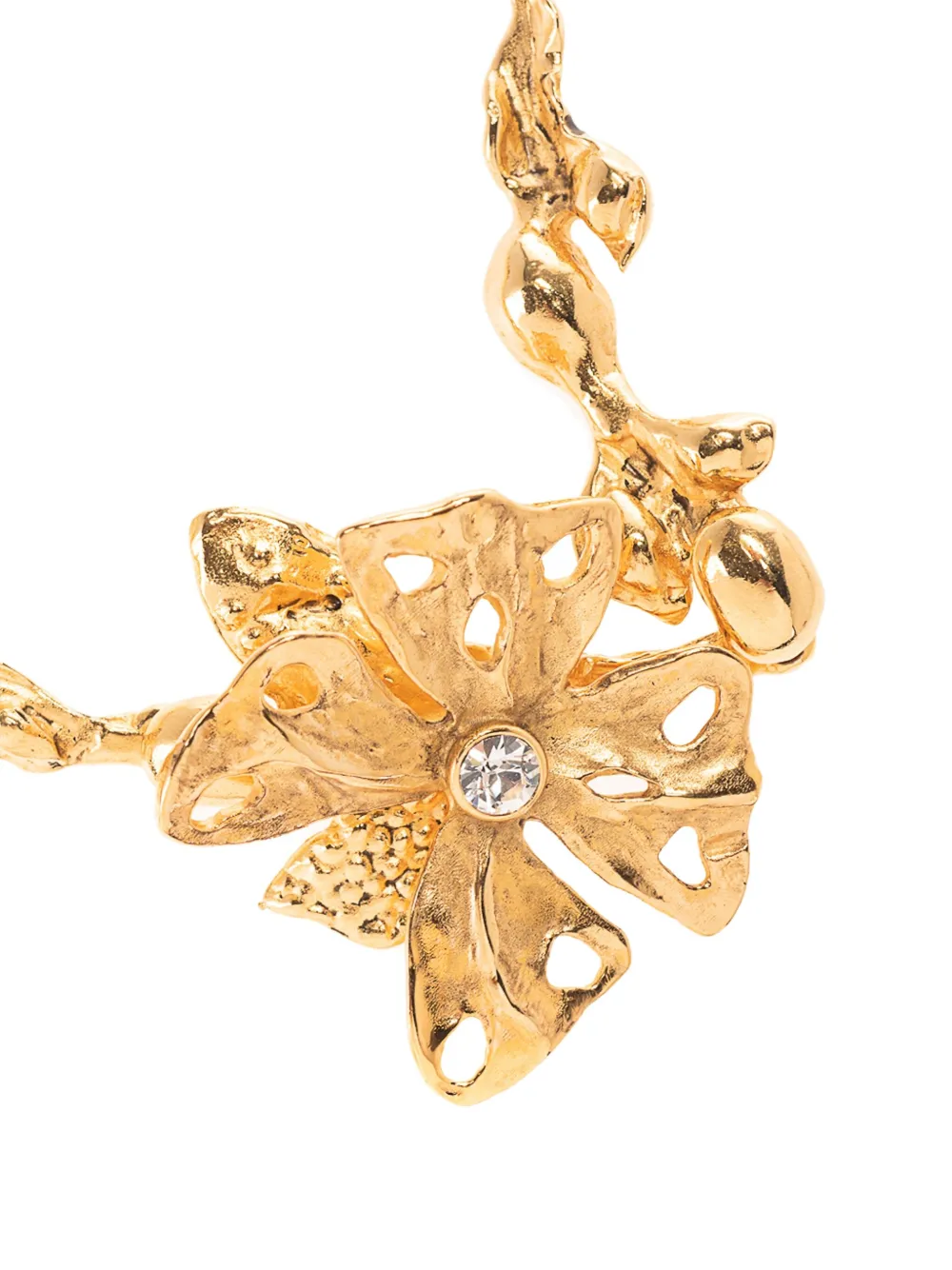 Saint Laurent Flower-motif Necklace In Gold