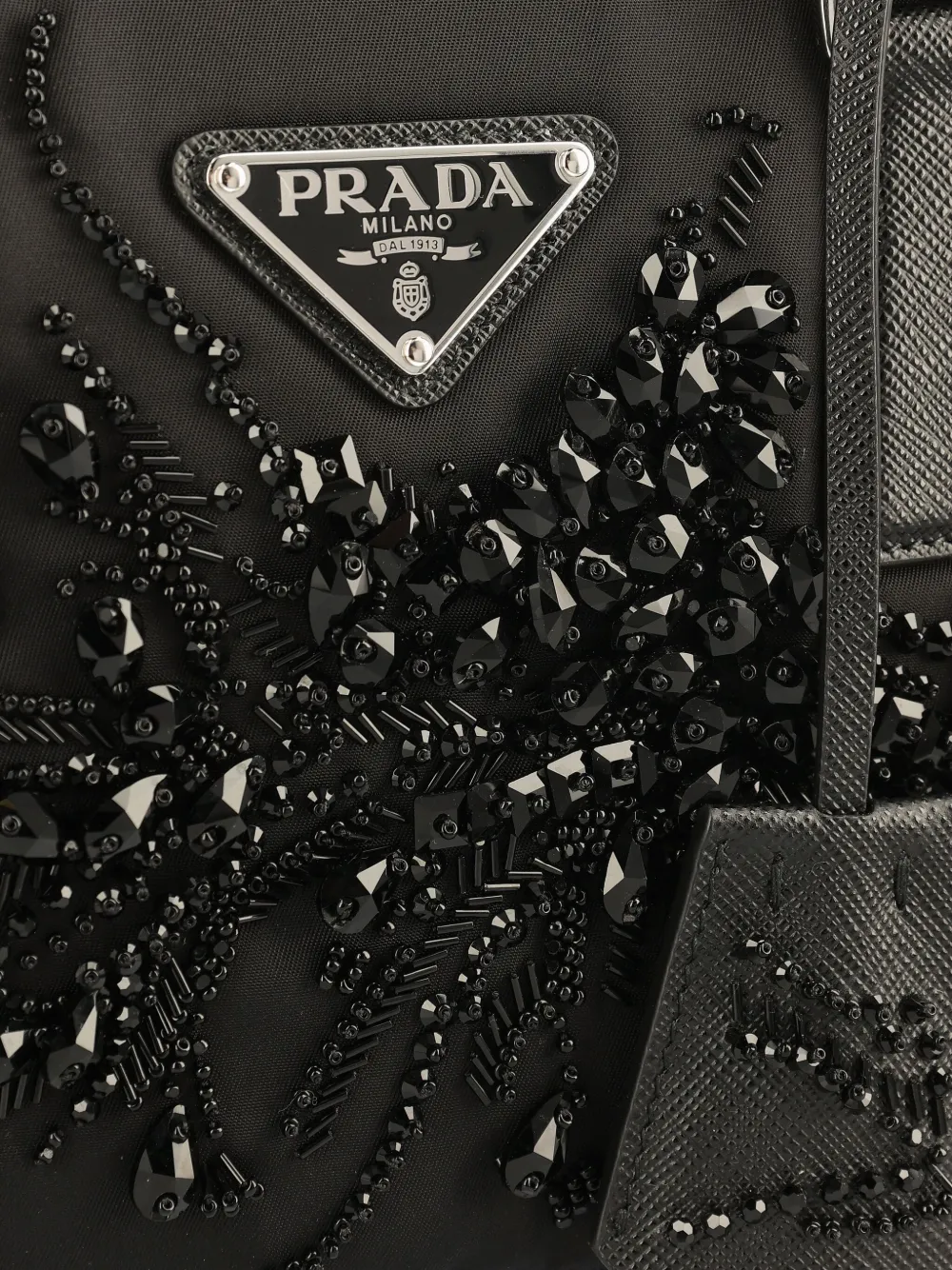 Prada Crystal-embellished Mini Bag In Black