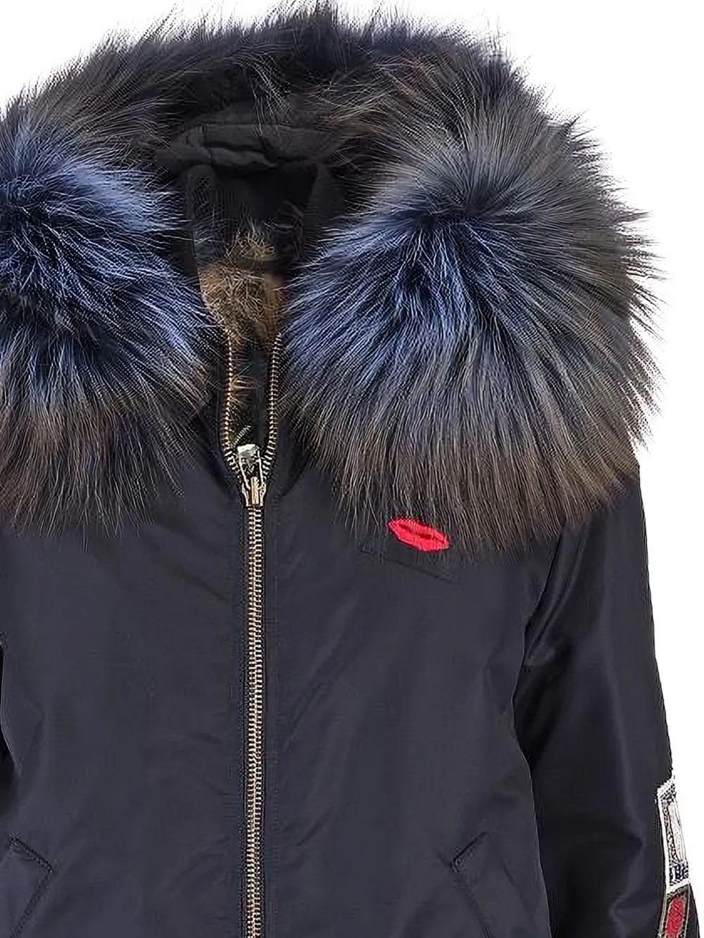 Mr & Mrs Italy Mantel met afwerking van imitatiebont Blauw