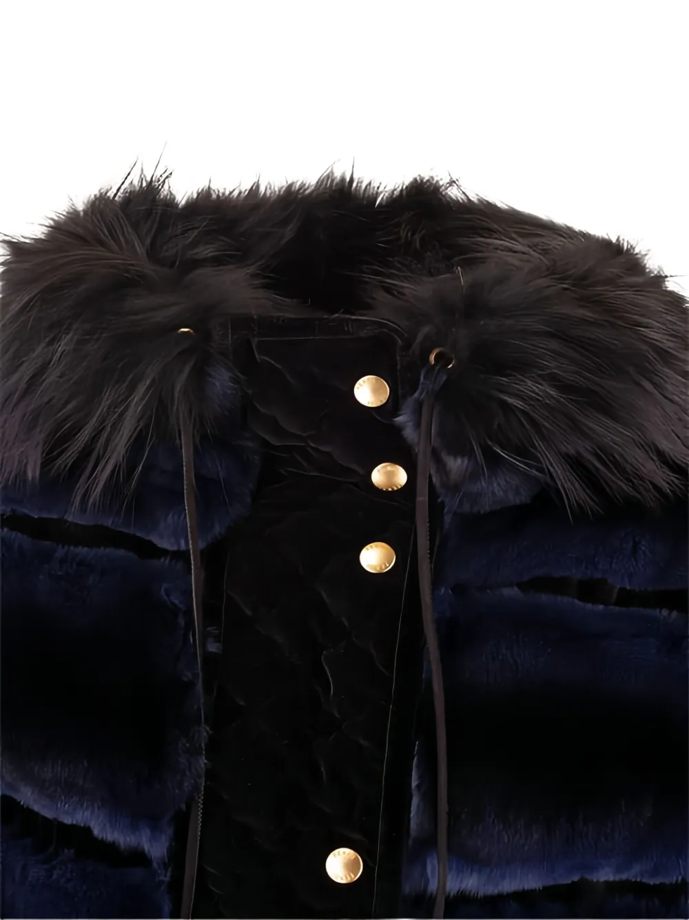 Fendi Fur Quilted Coat In Blue