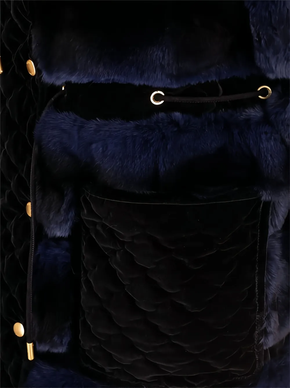 Fendi Fur Quilted Coat In Blue