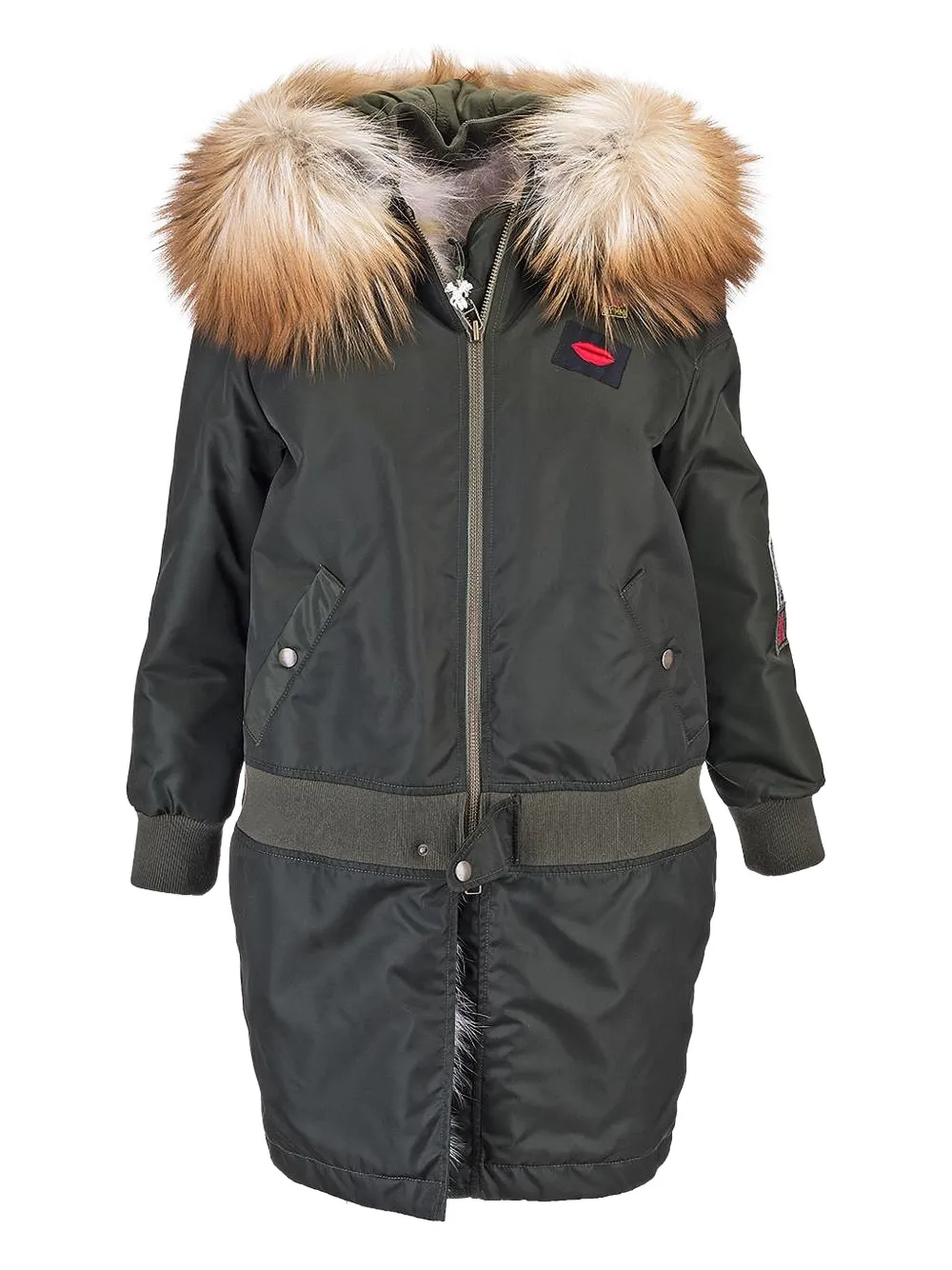 Mr & Mrs Italy faux-fur trimmed hooded coat - Verde