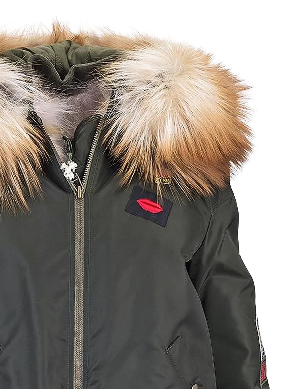 Mr & Mrs Italy Mantel met afwerking van imitatiebont Groen