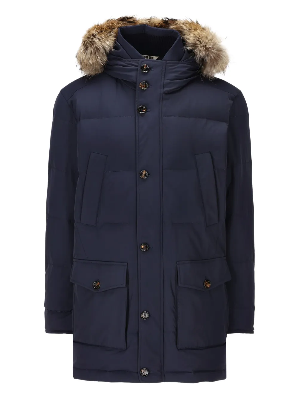 Kired faux-fur trimmed quilted coat | Blue | Image 1