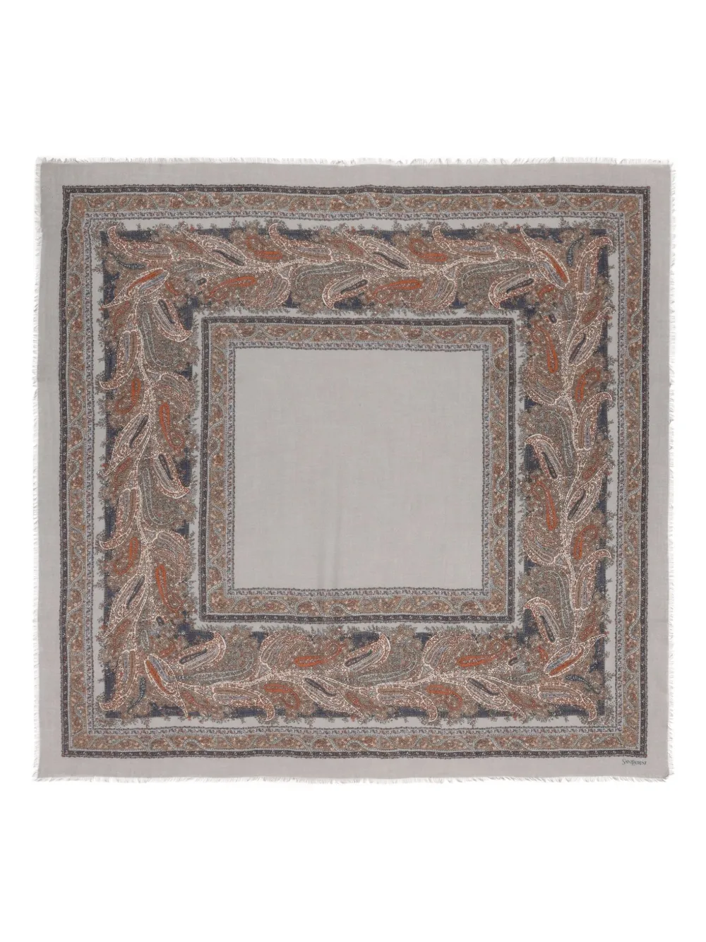 Saint Laurent paisley-motif cashmere scarf | Grey | Image 1