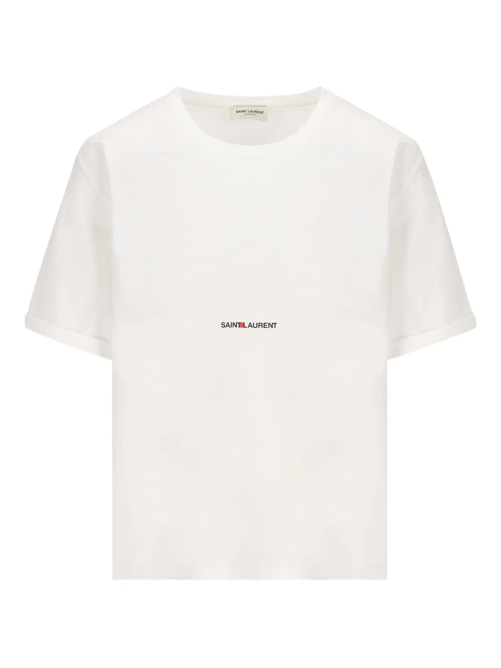 Saint Laurent Loose Logo Print Cotton Jersey T-shirt In White