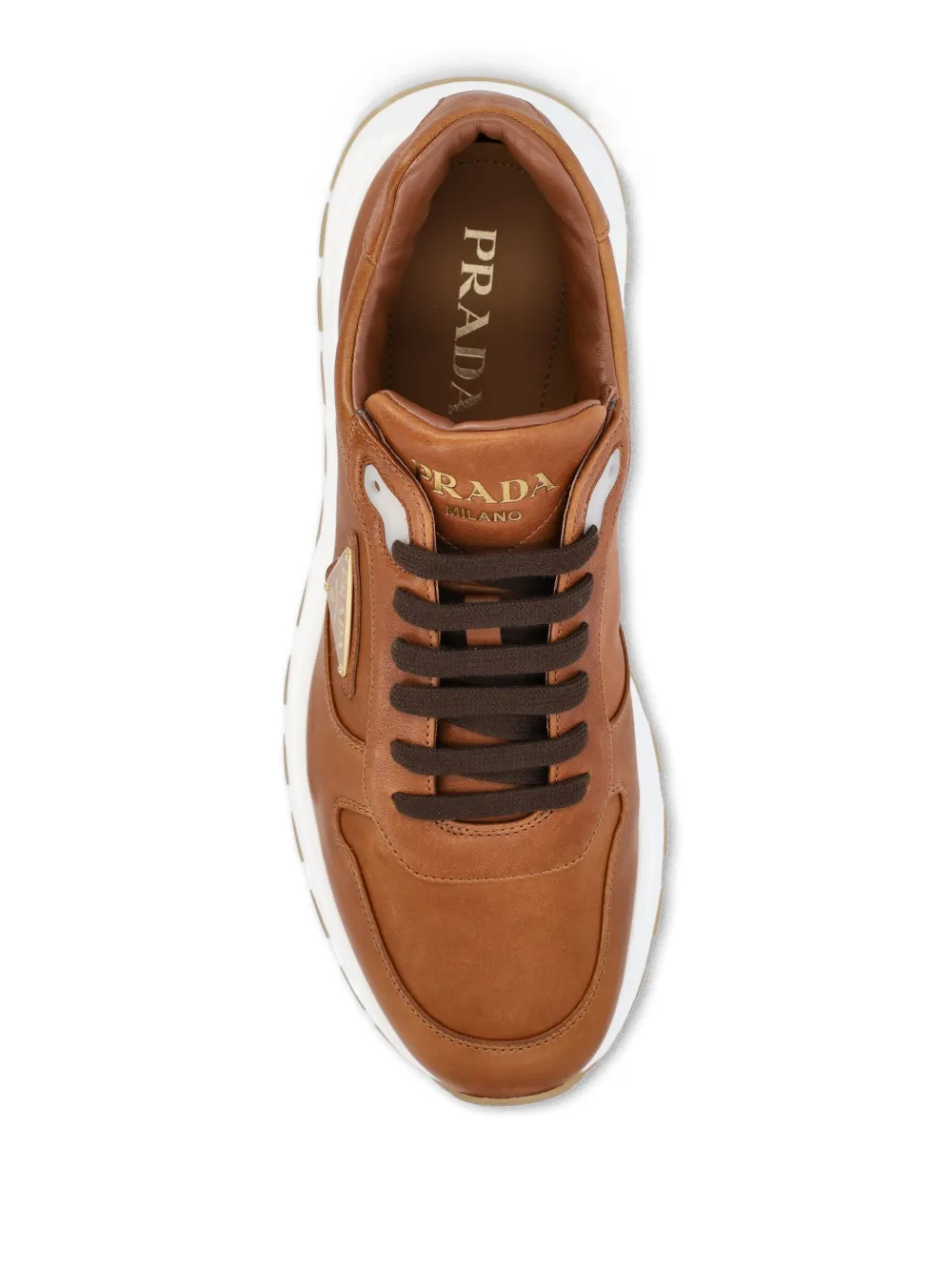 Prada Prax 01 leren sneakers met logo Bruin