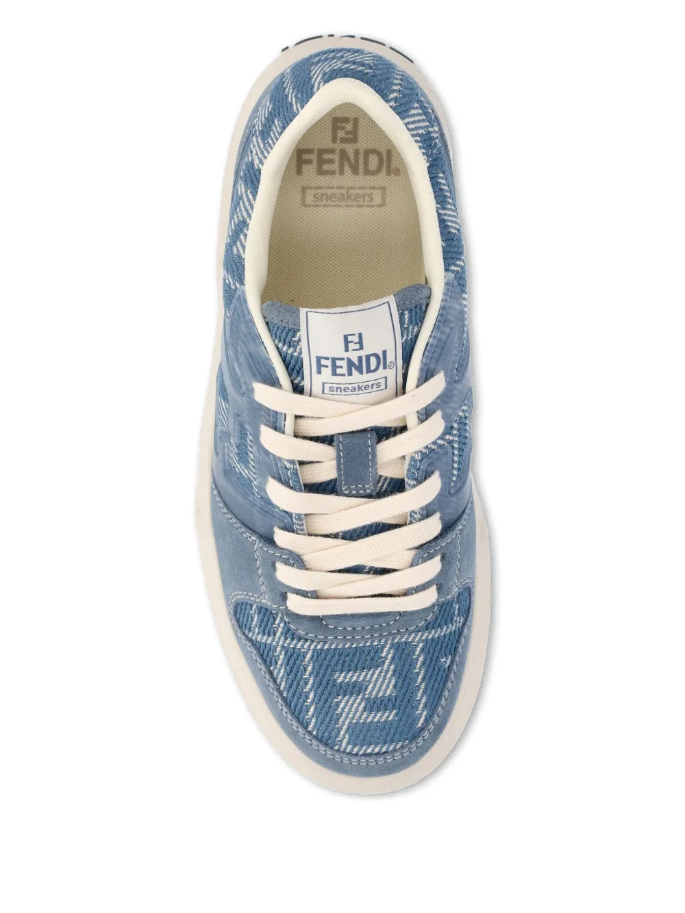 Fendi Match Canvas And Suede Low-top Sneakers In Blue