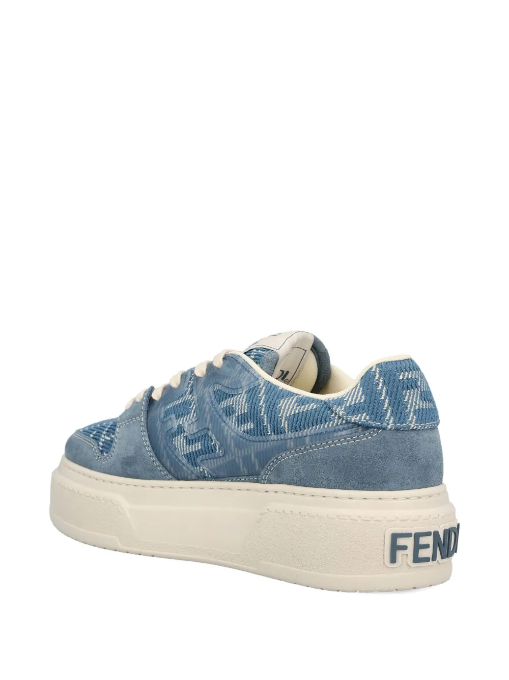Fendi Match Canvas And Suede Low-top Sneakers In Blue