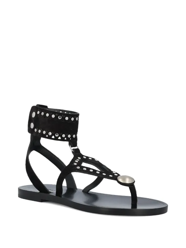 ISABEL MARANT Edil Studded Leather Sandals | Black | FARFETCH JO
