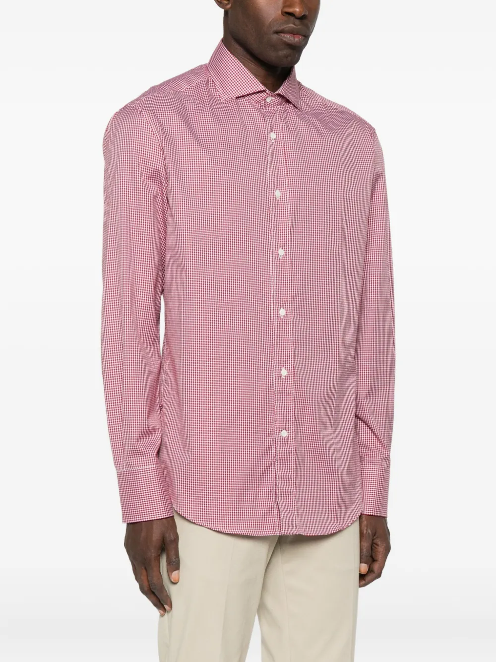 Brunello Cucinelli Gingham Shirt In Pink