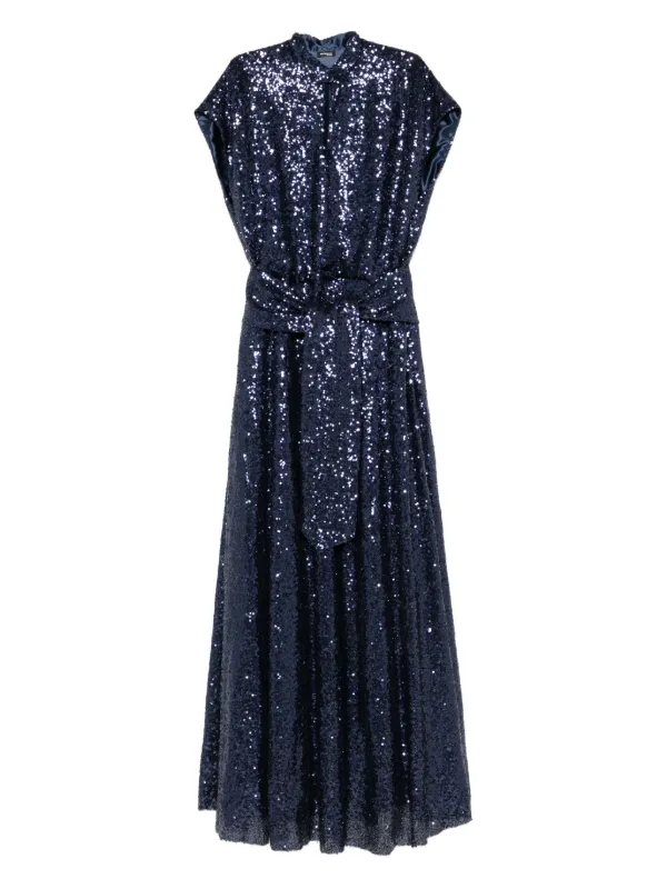 Kiton Sequin Embellished Belted Dress - Blue