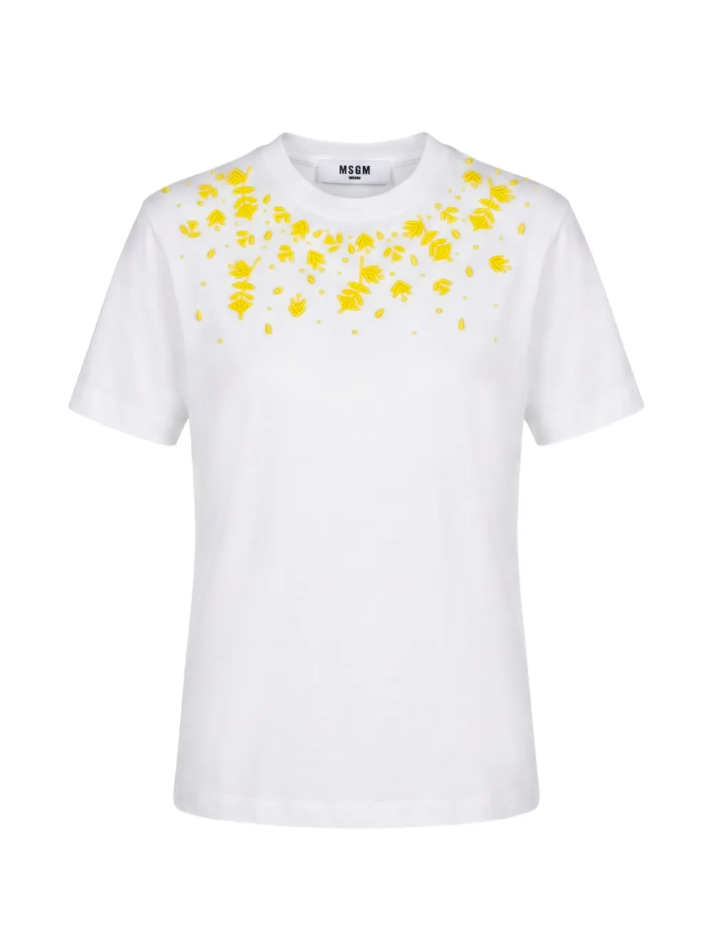 MSGM bead-embellished floral-motif T-shirt - Bianco