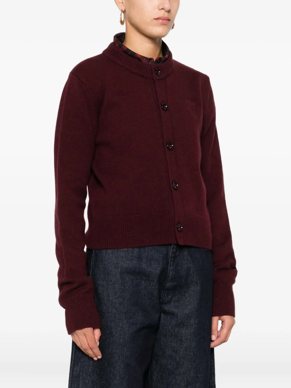 AMI Paris Vest met borduurwerk en knoop Rood