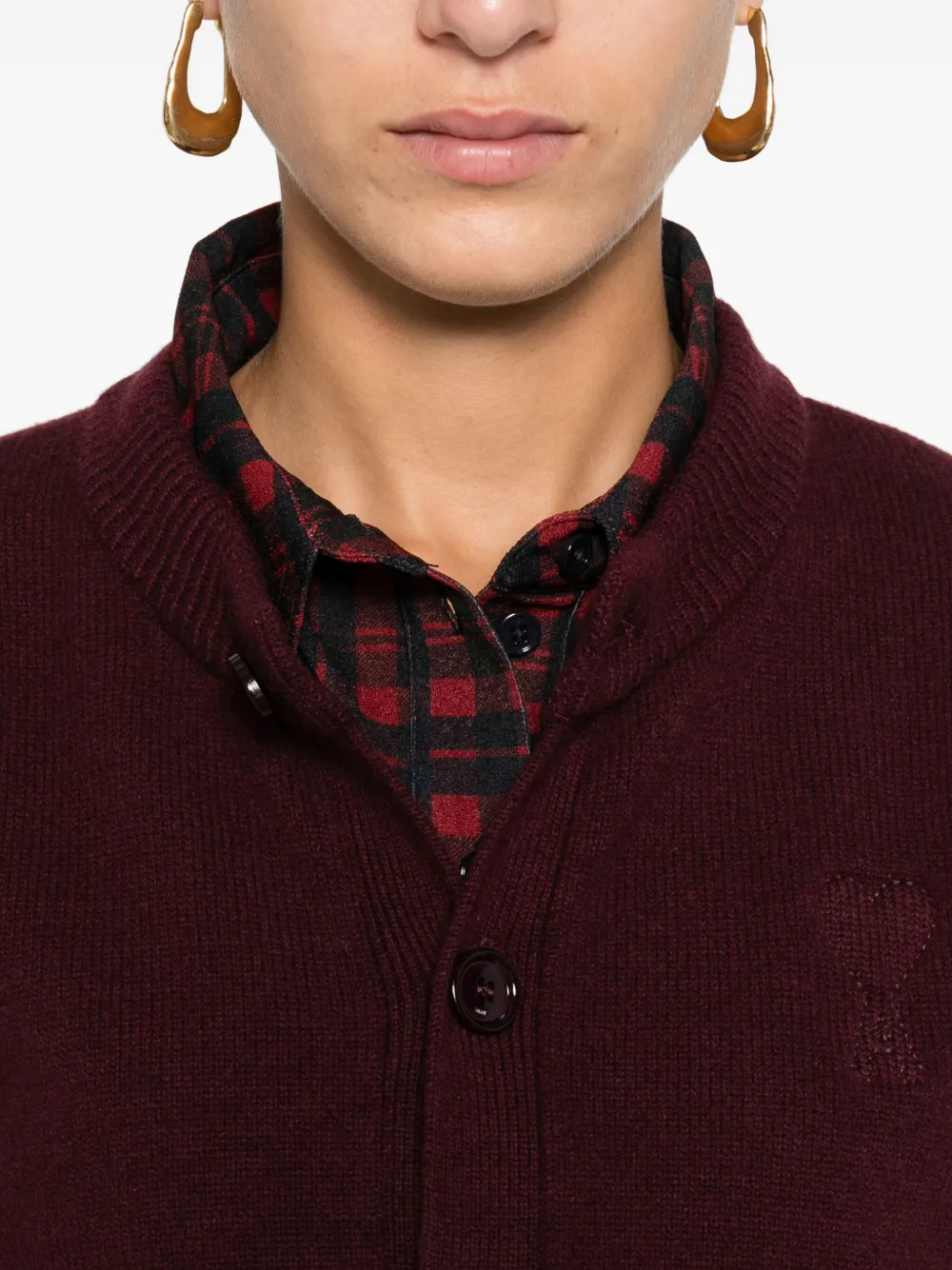 AMI Paris Vest met borduurwerk en knoop Rood