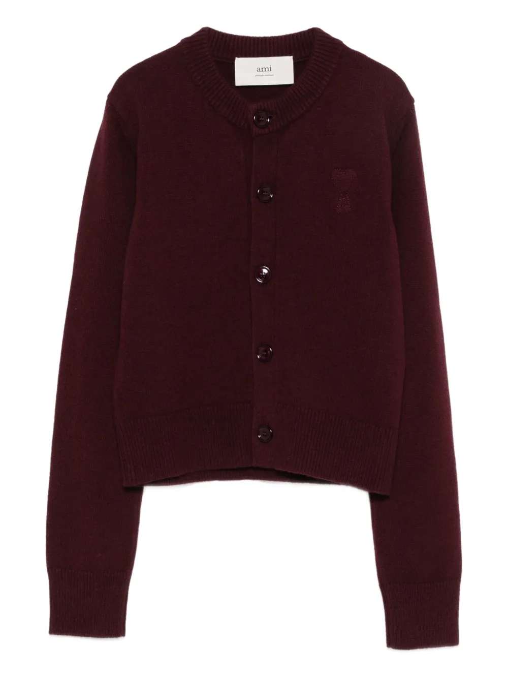 AMI Paris embroidered button cardigan | Red | Image 1