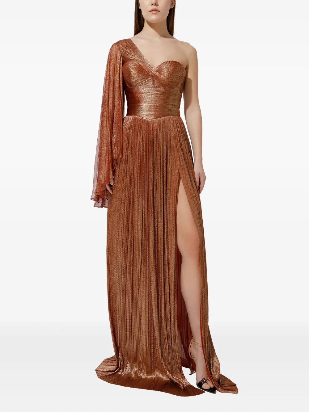 Iris Serban Elisa pleated one-shoulder dress - Rood