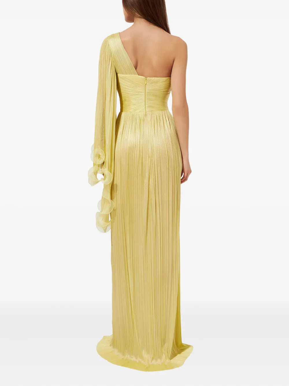 Iris Serban Anemona Pleated One-shoulder Dress In Yellow