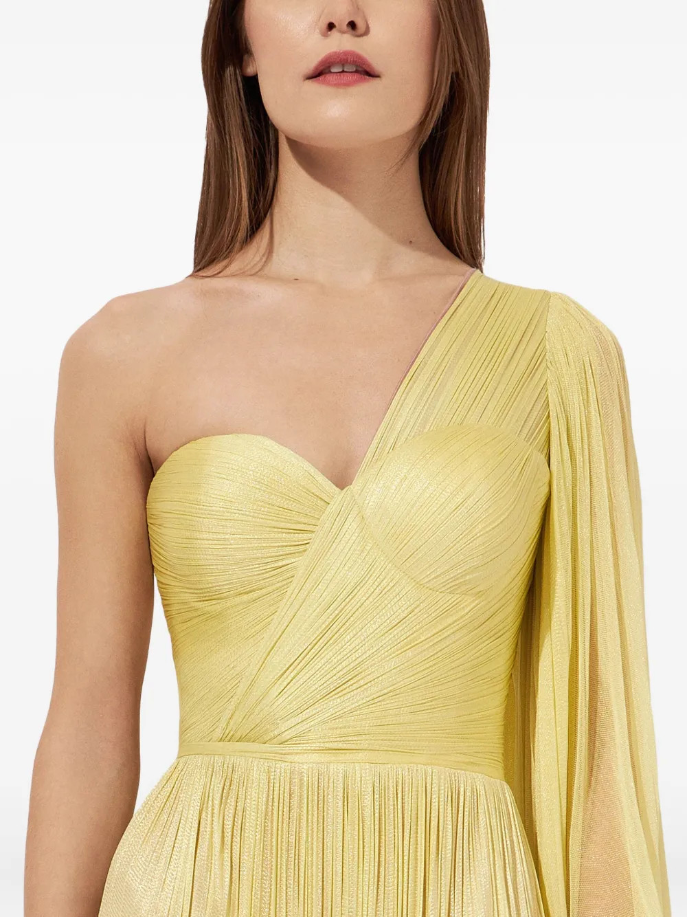 Iris Serban Anemona Pleated One-shoulder Dress In Yellow