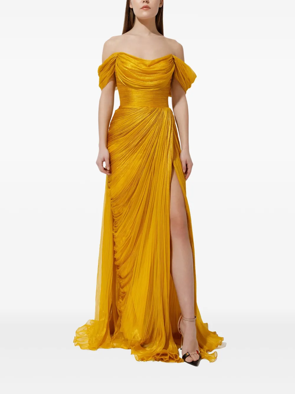 Iris Serban pleated off-shoulder dress | Evening Dresses | Image 2