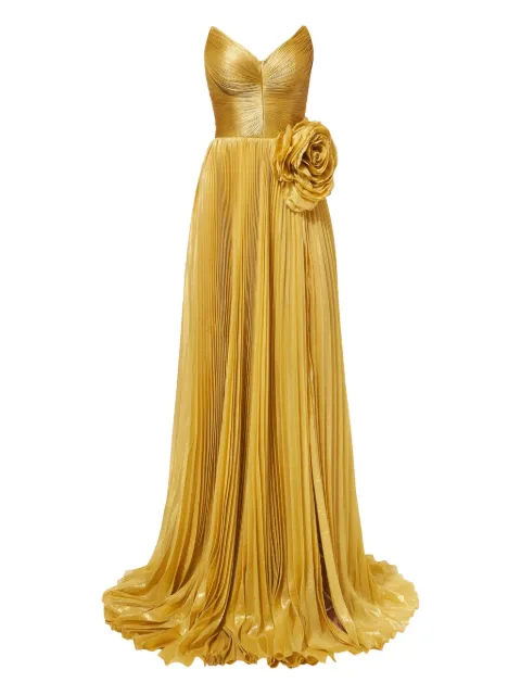 Iris Serban pleated rose-embellished dress
