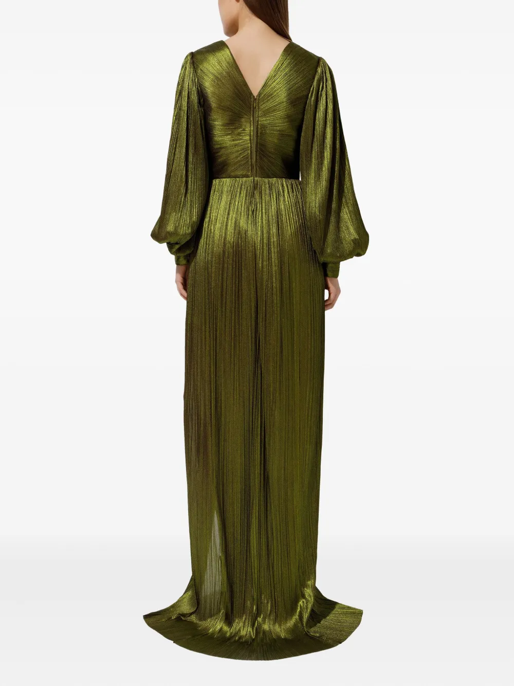 Iris Serban Pleated Long-sleeve Dress In Green
