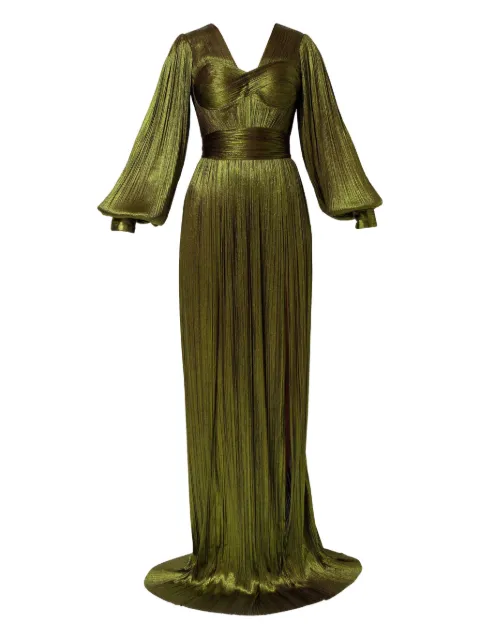 Iris Serban pleated long-sleeve dress